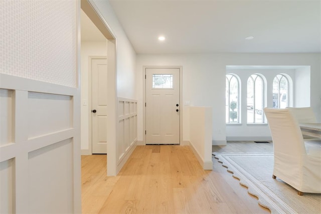 1112 Mary Lee Ln, Edmond, OK 73034 - foyer entrance featuring light wood finished floors and recessed lighting