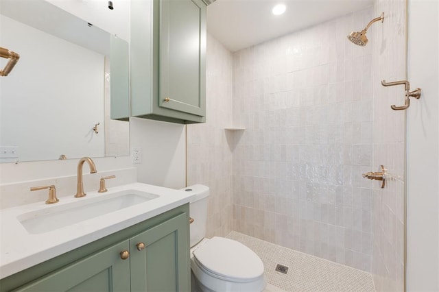 1112 Mary Lee Ln, Edmond, OK 73034 - full bathroom featuring vanity, tiled shower, and recessed lighting