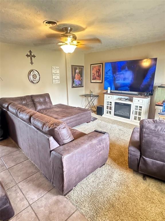 4306 NW Williams Ave, Lawton, OK 73505 - living area with a ceiling fan and tile patterned floors