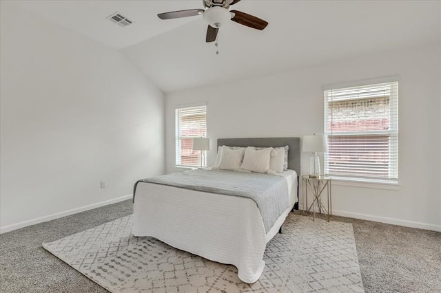 1108 Blackjack Creek Dr, Yukon, OK 73099 - carpeted bedroom featuring lofted ceiling and ceiling fan