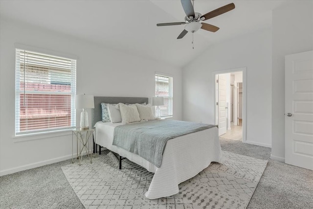 1108 Blackjack Creek Dr, Yukon, OK 73099 - bedroom featuring lofted ceiling, carpet flooring, and a ceiling fan