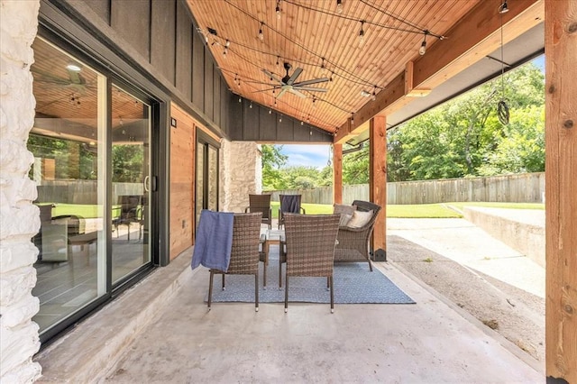 1205 Shalamar Rd, Edmond, OK 73013 - view of patio featuring outdoor dining space and ceiling fan