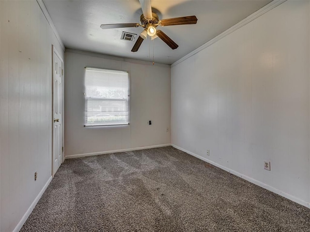 109 E Northrup Dr, Oklahoma City, OK 73110 - empty room with carpet flooring, a ceiling fan, and ornamental molding