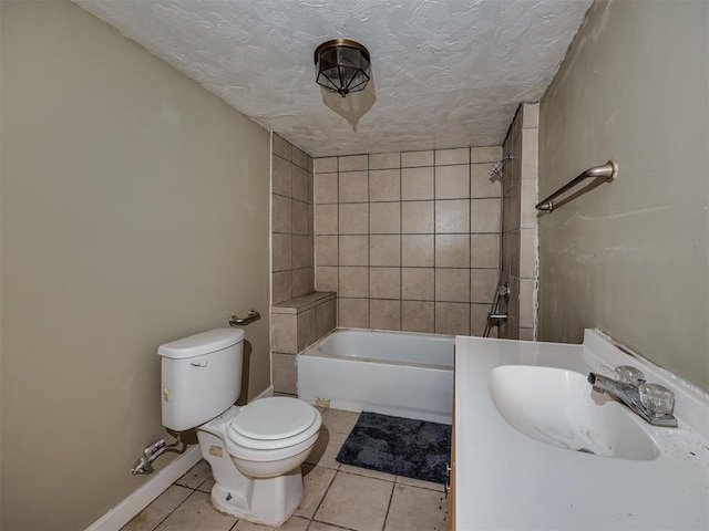 109 E Northrup Dr, Oklahoma City, OK 73110 - bathroom with tile patterned floors, a textured ceiling, and bathtub / shower combination