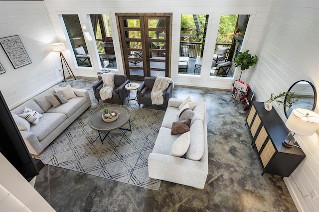 316 Triton Trl, Broken Bow, OK 74728 - living area featuring concrete floors and french doors