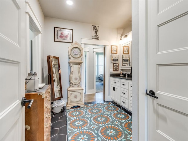 22795 Cterling Dr, Kingfisher, OK 73750 - bathroom featuring vanity, tile patterned flooring, and recessed lighting