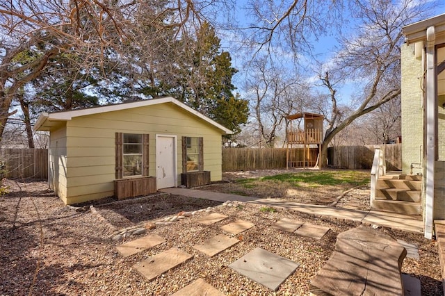 3208 NW 47th St, Oklahoma City, OK 73112 - view of outbuilding with a fenced backyard