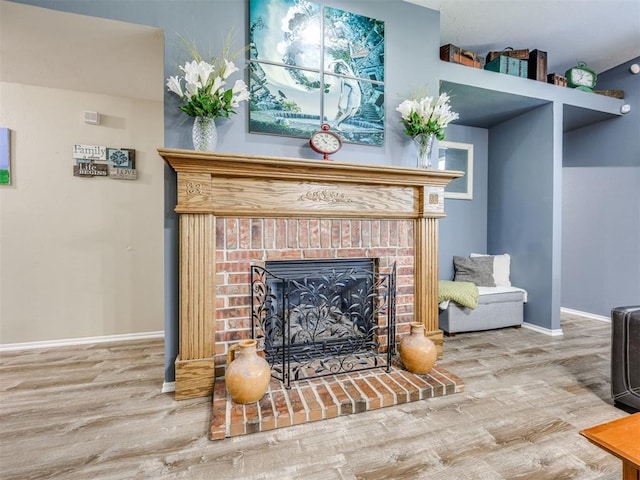517 Firefork Ave, Yukon, OK 73099 - living area with wood finished floors and a fireplace