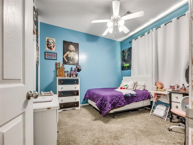 517 Firefork Ave, Yukon, OK 73099 - bedroom featuring carpet and a ceiling fan