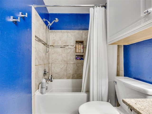 517 Firefork Ave, Yukon, OK 73099 - bathroom featuring shower / tub combo with curtain and a textured wall