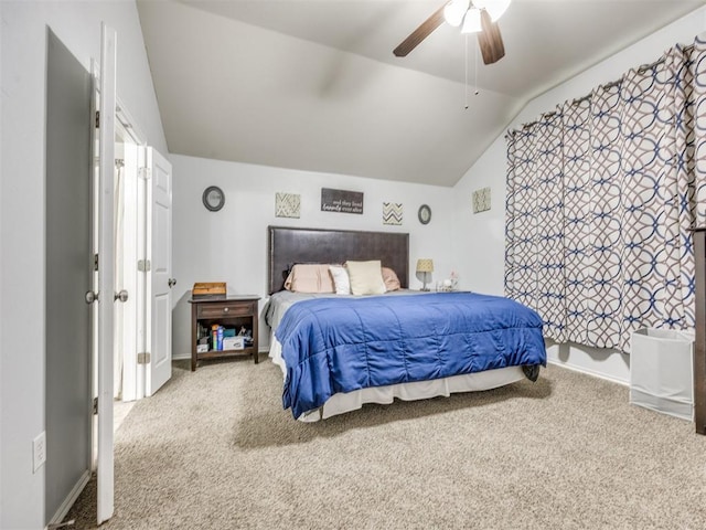 517 Firefork Ave, Yukon, OK 73099 - bedroom with vaulted ceiling, carpet flooring, and ceiling fan