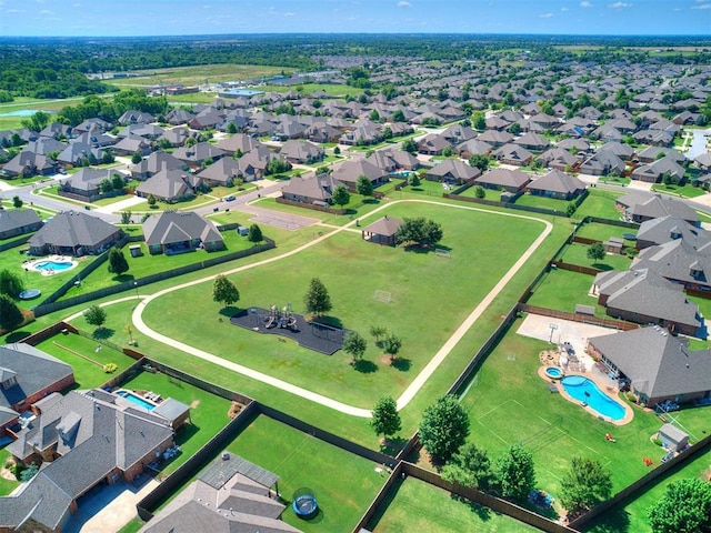 517 Firefork Ave, Yukon, OK 73099 - aerial perspective of suburban area featuring a pool