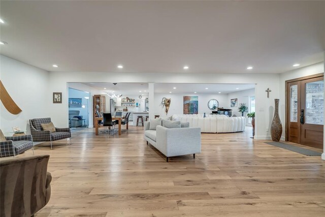 15700 N Western Ave, Edmond, OK 73013 - living area featuring light wood-type flooring and recessed lighting