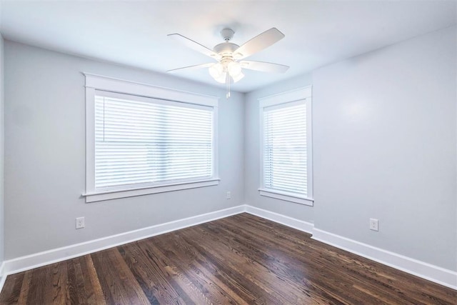 1218 N Brookline Ave, Oklahoma City, OK 73107 - empty room with dark wood-style floors and ceiling fan
