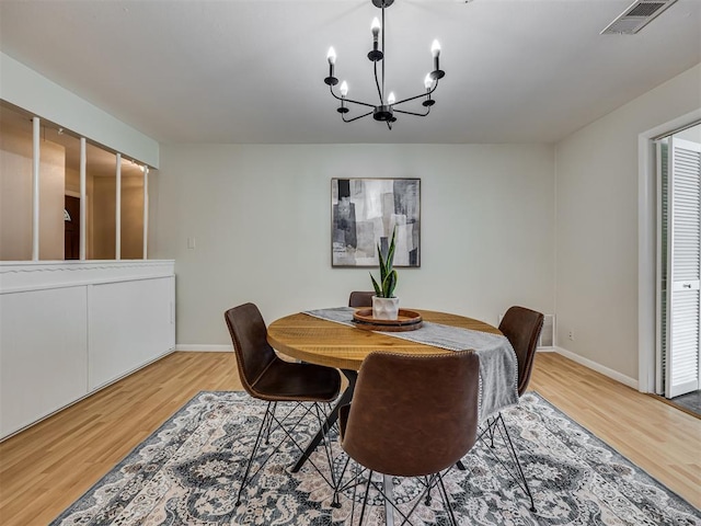 5936 N Ione Dr, Oklahoma City, OK 73122 - dining room featuring light wood-style floors and a chandelier