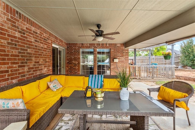 1414 Chisholm Trl, Weatherford, OK 73096 - view of patio / terrace featuring an outdoor living space and a ceiling fan
