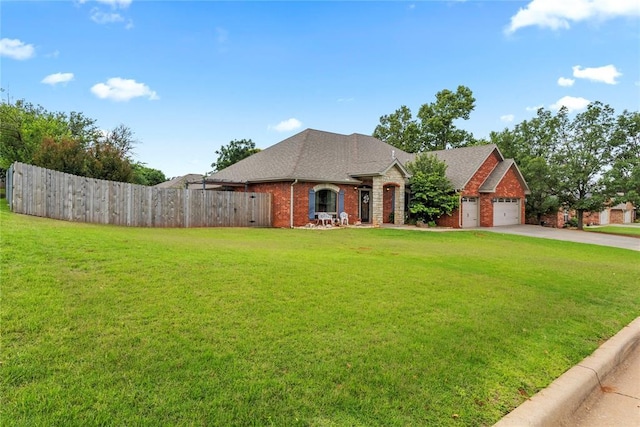 1414 Chisholm Trl, Weatherford, OK 73096 - view of front of home featuring brick siding, a shingled roof, a garage, and concrete driveway