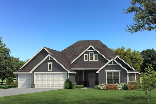 3909 Skyler Way, Norman, OK 73072 - craftsman inspired home with a front lawn, board and batten siding, concrete driveway, an attached garage, and a shingled roof