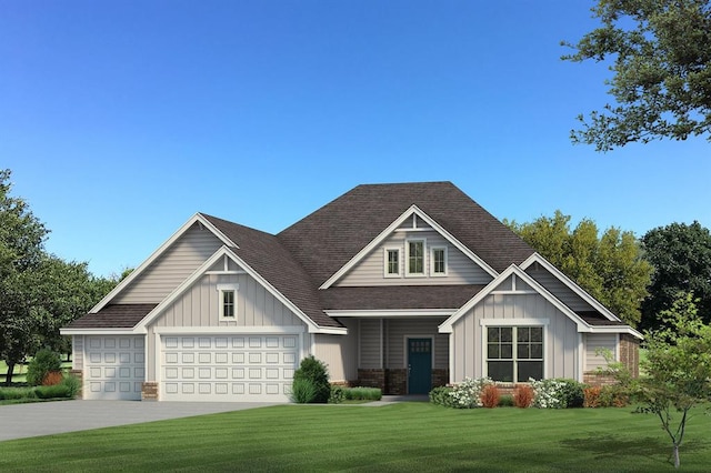 3909 Skyler Way, Norman, OK 73072 - craftsman inspired home with board and batten siding, a front yard, a shingled roof, and concrete driveway