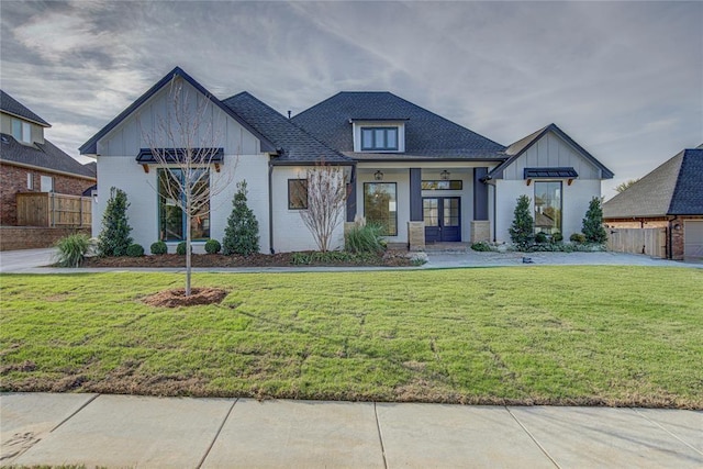 2006 Ithaca Dr, Norman, OK 73071 - modern farmhouse with french doors, board and batten siding, and brick siding