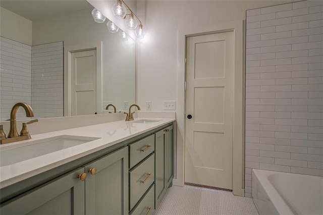 2006 Ithaca Dr, Norman, OK 73071 - full bathroom with double vanity and tile patterned floors