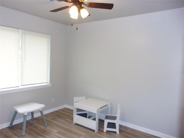 3018 N Beard Ave, Shawnee, OK 74804 - living area featuring a ceiling fan and light wood-style floors