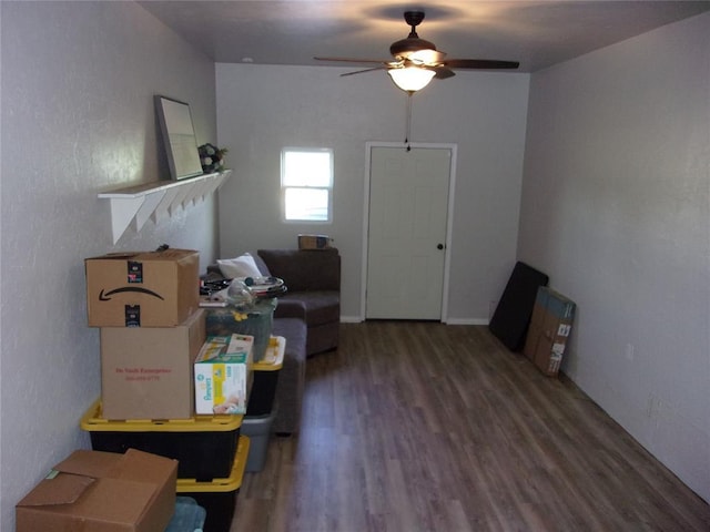 3018 N Beard Ave, Shawnee, OK 74804 - living room featuring wood finished floors and ceiling fan