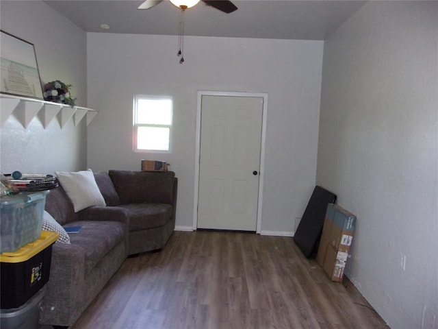 3018 N Beard Ave, Shawnee, OK 74804 - living room featuring wood finished floors and ceiling fan