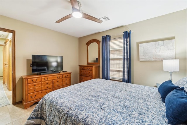 12409 Gaylon Cir, Oklahoma City, OK 73170 - bedroom featuring light tile patterned flooring and ceiling fan