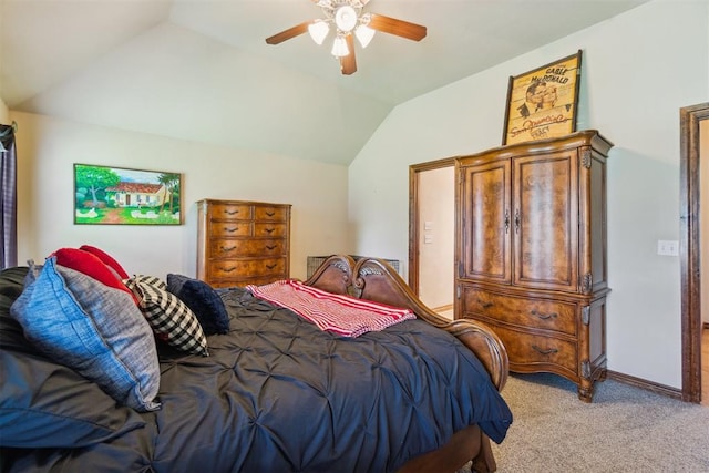 1600 SW 123rd St, Oklahoma City, OK 73170 - bedroom with carpet, lofted ceiling, and a ceiling fan