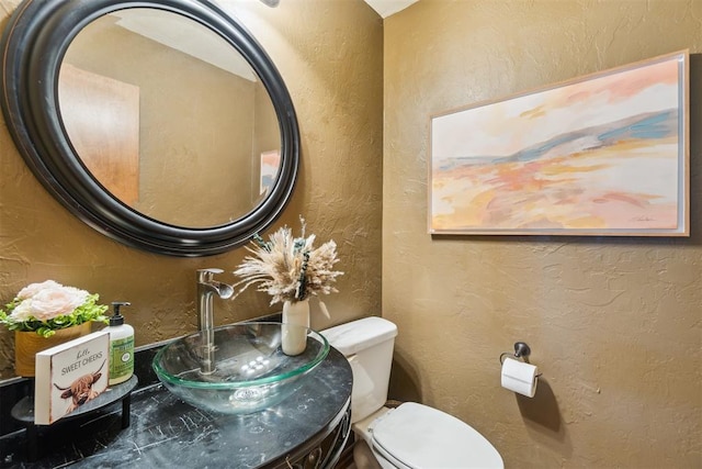 1600 SW 123rd St, Oklahoma City, OK 73170 - half bath with a textured wall and vanity