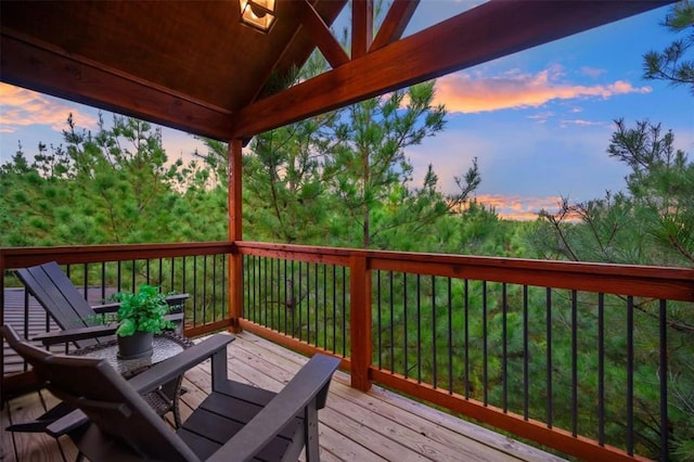 64 Mountain Alder Trl, Broken Bow, OK 74728 - view of deck at dusk