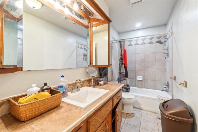 3414 Clayton Dr, Tuttle, OK 73089 - bathroom with tile patterned flooring, vanity, and shower / tub combo with curtain