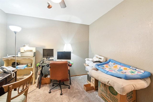 3414 Clayton Dr, Tuttle, OK 73089 - home office featuring ceiling fan and carpet