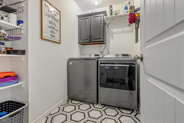 2336 NW 197th St, Edmond, OK 73012 - laundry room featuring cabinet space and independent washer and dryer