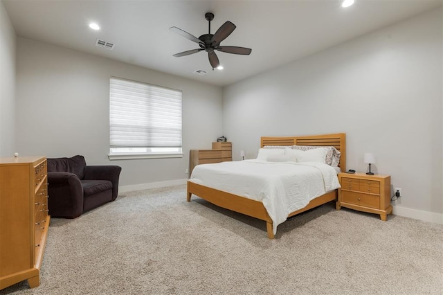 5017 Yale Bridge Ct, Edmond, OK 73034 - bedroom featuring recessed lighting, carpet flooring, and a ceiling fan