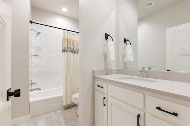5017 Yale Bridge Ct, Edmond, OK 73034 - full bathroom with vanity, shower / bath combination with curtain, and recessed lighting
