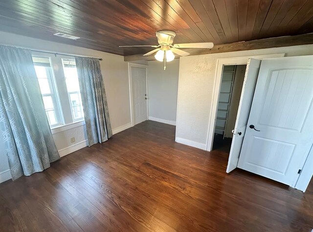 15274 US Highway 283, Blair, OK 73526 - unfurnished room featuring ceiling fan, dark wood-style flooring, and wooden ceiling