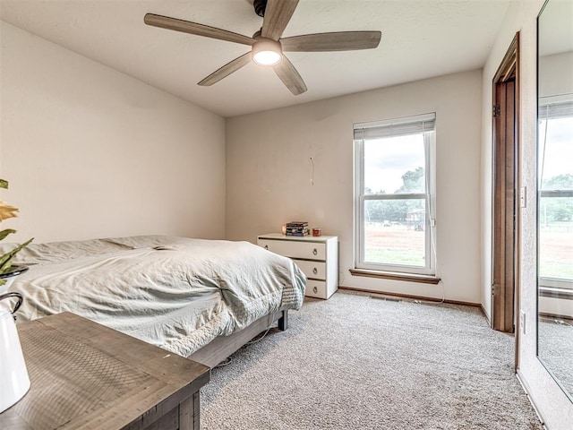 8001 84th St, Noble, OK 73068 - bedroom with light carpet and ceiling fan