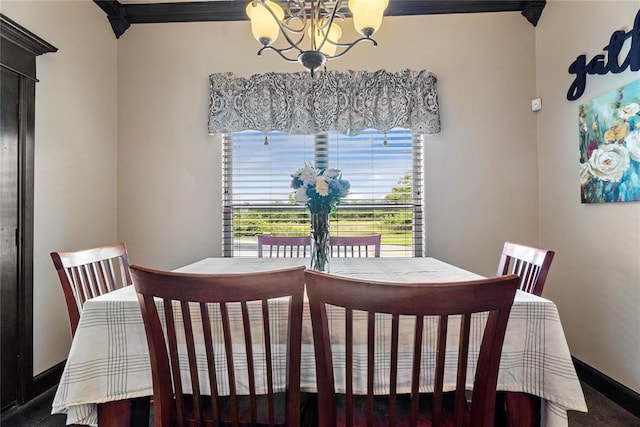 126 Castle Gate Dr, Choctaw, OK 73020 - dining space with a chandelier and baseboards