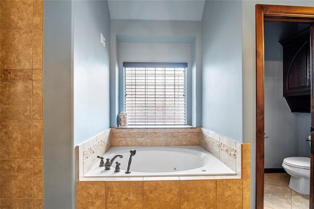126 Castle Gate Dr, Choctaw, OK 73020 - bathroom with a tub with jets and tile patterned flooring