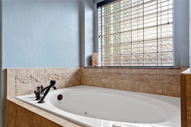 126 Castle Gate Dr, Choctaw, OK 73020 - full bathroom with a tub with jets and a textured wall