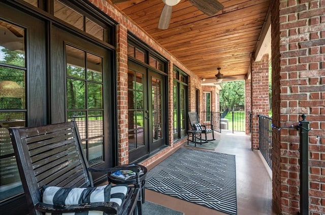 10035 Stone Gate Way, Arcadia, OK 73007 - porch featuring ceiling fan