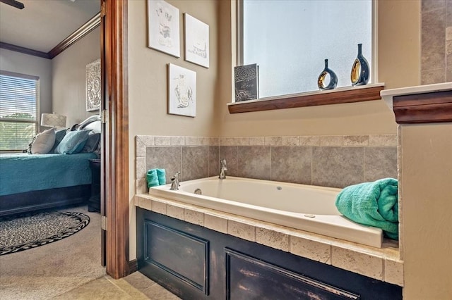 412 Swingman Rd, Yukon, OK 73099 - full bath with crown molding, a garden tub, and connected bathroom