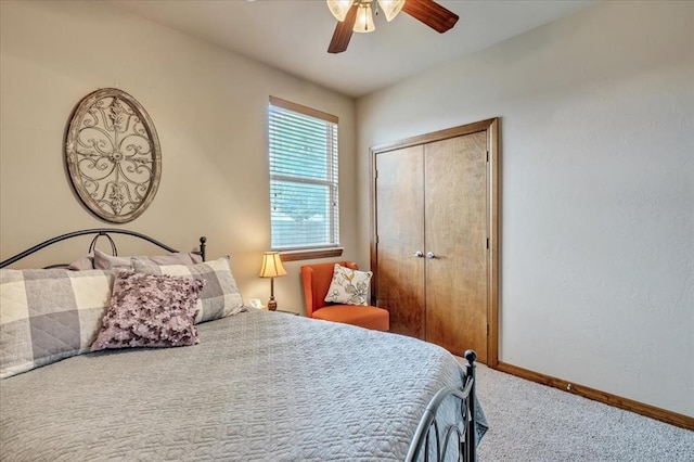412 Swingman Rd, Yukon, OK 73099 - carpeted bedroom featuring a ceiling fan and a closet