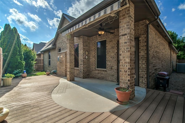 2216 SW 117th St, Oklahoma City, OK 73170 - wooden terrace featuring a ceiling fan