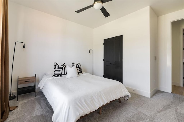 416 Old Creek Rd, Edmond, OK 73034 - carpeted bedroom featuring baseboards and ceiling fan