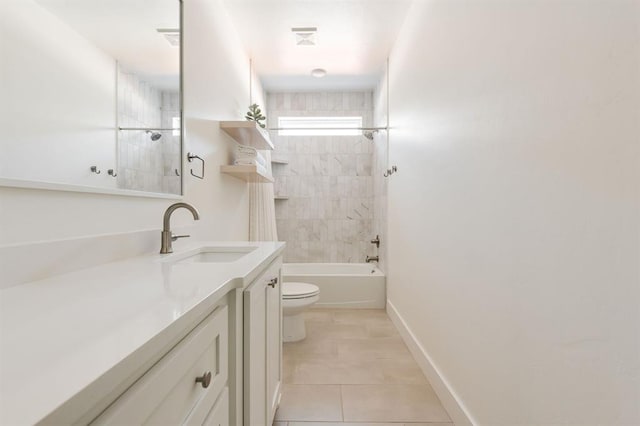 416 Old Creek Rd, Edmond, OK 73034 - full bath featuring vanity, tile patterned flooring, and washtub / shower combination