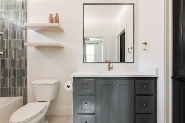 416 Old Creek Rd, Edmond, OK 73034 - full bathroom featuring vanity, tile patterned flooring, and tub / shower combination