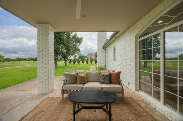 305 Carmel Valley Way, Edmond, OK 73025 - view of patio / terrace featuring an outdoor hangout area